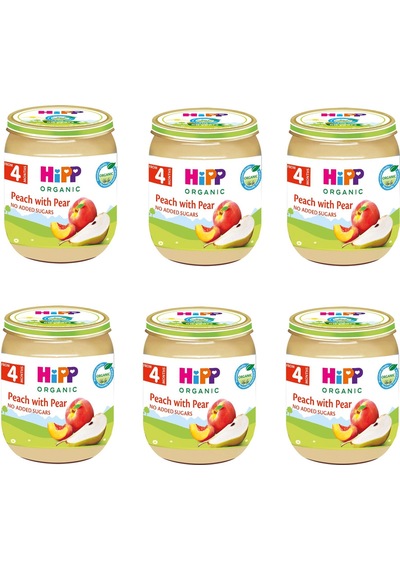 Hipp Kavanoz Maması Organik Armutlu Şeftali Püresi 125 G 6 Adet