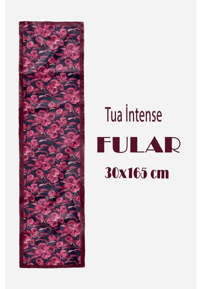 Tua İntense Desen Şık & Zarif Kadın Aksesuarı Saten Fular 30x165cm Çok Renkli