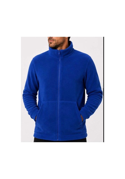 Givoria Erkek Kışlık Fermuarlı Cepli Polar Hırka Outdoor Mavi Mavi