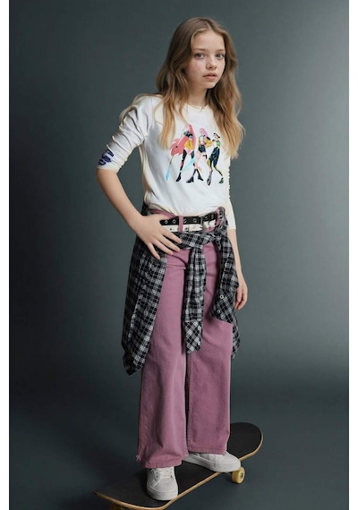 Defacto Kız Çocuk 90s Wide Leg Gabardin Pantolon G6013a825aubr82 Bordo-br82