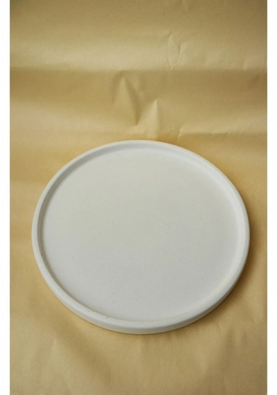 Dekoratif 24 Cm Yuvarlak Mum, Saksı Ve Takı Tabağı, Mumluk, Organizer Tabak, Kase, Tepsi - Beyaz
