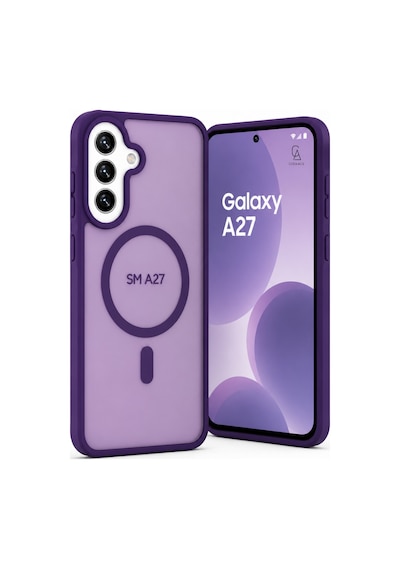 Samsung Galaxy A27 Ile Uyumlu Kılıf Magsafe Şarj Özellikli Mat Arka Yüzeyli Kapak Derin Mor