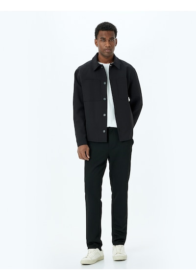 Koton Slim Fit Normal Bel Viskon Karışımlı Chino Pantolon Siyah 5sam40033hw Siyah