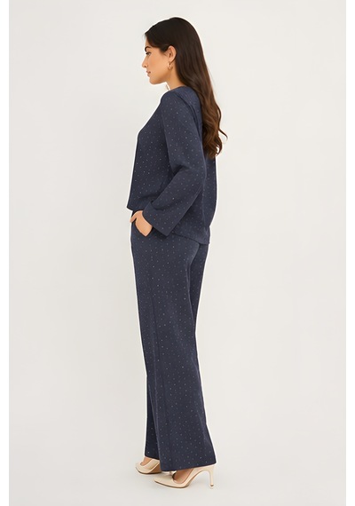 Lili Woman Kadın Midnight Sparkle Taş Detaylı Relax Fit Takım K.1420 Lacivert