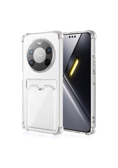 Caseonn Huawei Mate 80 Pro Max Kılıf Airbag Kristal Kartlık Bölmeli Silikon Kapak Şeffaf