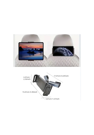 Araç Koltuk Arkası Tablet Tutucu, Telefon Tutucu, Tablet/telefon Tutucu, 360 İpad Pro 12.9 Mini Air Siyah