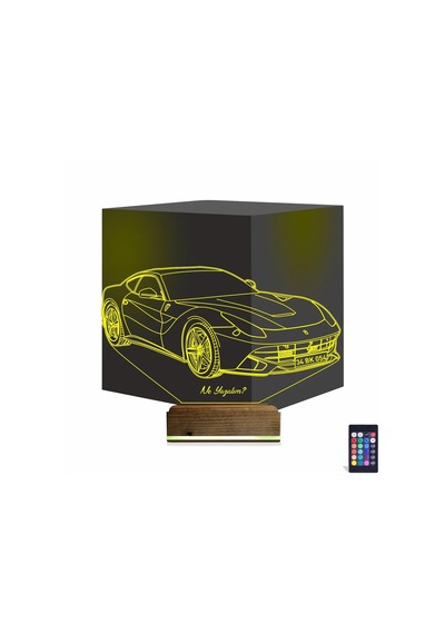 Luvivia Spor Araba Ferrari Kişiye Özel 3d Lamba - Masa Gece Lambası Şeffaf