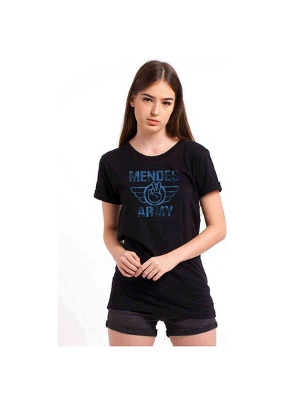 Shawn Mendes Army Baskılı Siyah Kadın Tshirt