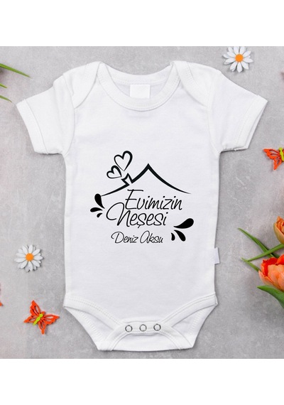 Bk Gift Bk Kids İsimli Evimizin Neşesi Tasarımlı Bebek Body Zıbın - Model 1 0-3 Ay Sarı
