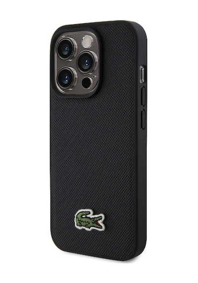Apple Uyumlu iPhone 15 Pro Max Kılıf Lacoste Lisanslı Pu Pike Desenli İkonik Timsah Dokuma Logolu Yeşil