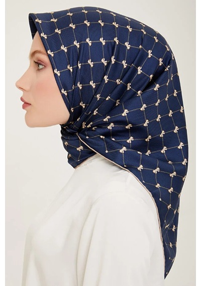 Belli Saf Twill İpek Eşarp 4006d Lacivert