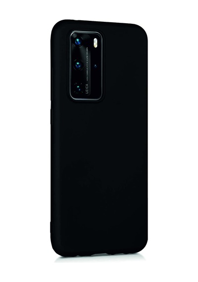 Huawei P40 Kılıf Kamera Korumalı Silikon Rubber Arka Kapak Siyah