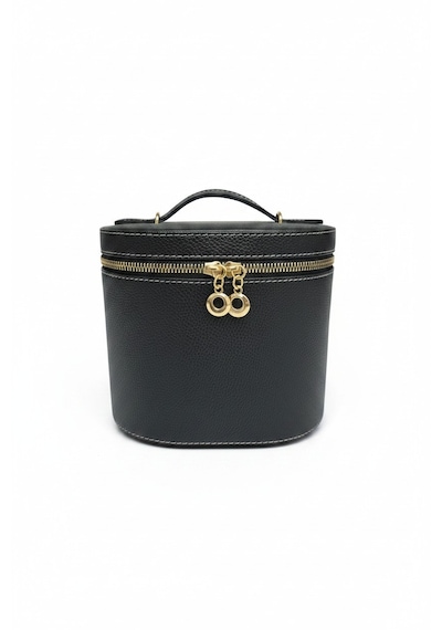 Makyaj Düzenleyici Aynalı Makyaj Çantası Siyah Bölmeli Taşınabilir Kozmetik Organizer 19x15x16 Cm