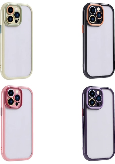 Goocamp Apple iPhone Uyumlu 14 Pro Max Kılıf Kamera Korumalı Renkli Kenar Ve Çerçeve Tasarımlı Vi Siyah