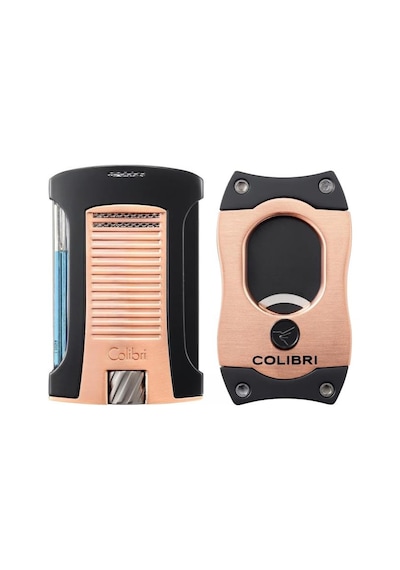 Colibri Daytona Rose Gold-siyah Tek Torch Çakmak & Rose Gold S Cut Premium Puro Seti