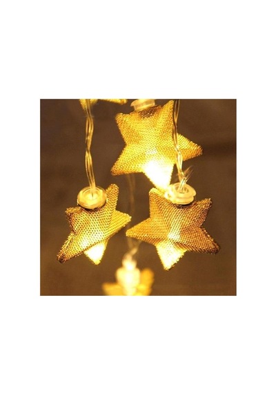 Yıldız Led Işık İp Tipi Dekoratif Örgü Tel Gold Renk 10lu 200cm