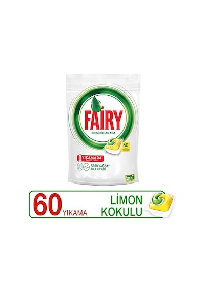 Fairy Hepsi Bir Arada Limon Kokulu Bulaşık Makinesi Deterjanı 4 x 60 Tablet