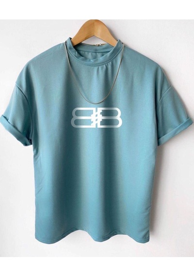 Flood Of Style Erkek Turkuaz Bb Baskılı Tshirt