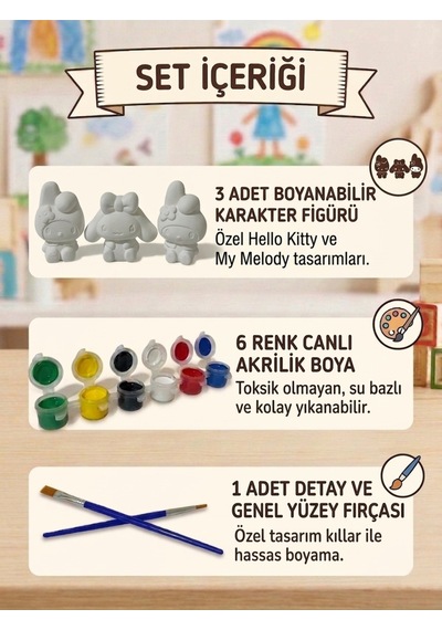 3'lü Obje Taş Boyama Seti