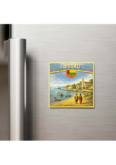 Retro Gine-bissau Bissau Şehri Temalı Vintage Buzdolap Magneti 9x9 Cm