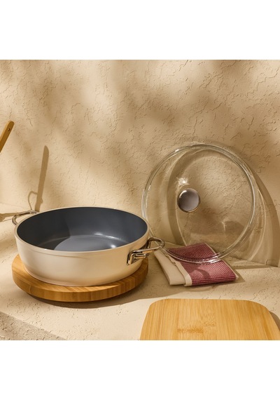 Kitchen Toscana Chef Basık Tencere - Beyaz / Gri - 26 Cm Çok Renkli