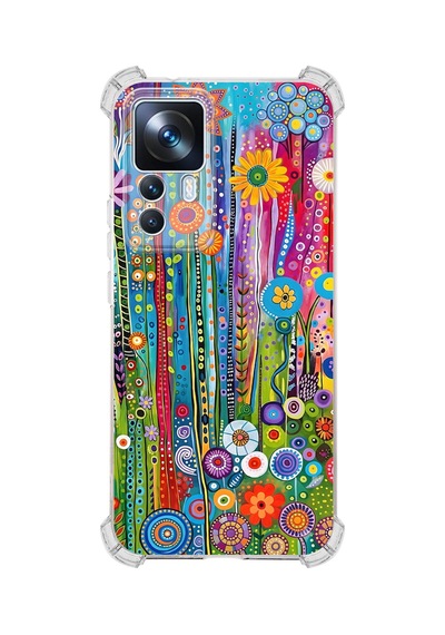 Printify Xiaomi Mi12t İle Uyumlu Düşlerin Dansı Serisi Folklorik Bahçe Tasarımlı Uv Baskılı Köşe Korumalı Antişok Kılıf Şeffaf