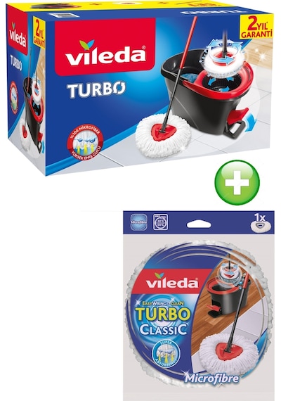 Vileda Turbo Pedallı Temizlik Seti (Komple Set)+Vileda Turbo Yedek