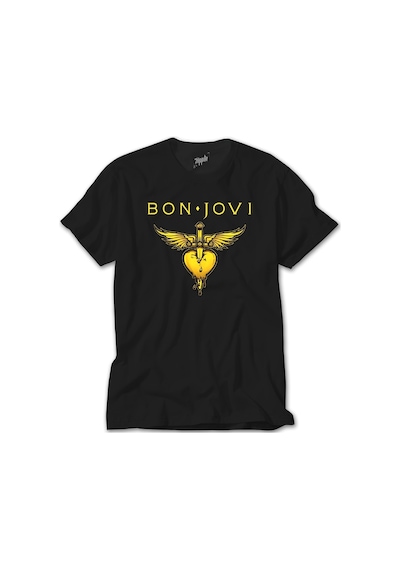 Bon Jovi Gold Hearth Siyah Tişört Siyah