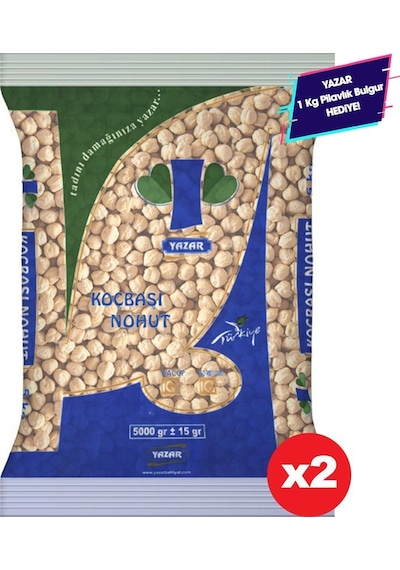Yazar Koçbaşı Nohut 2 x 5 KG + Yazar Pilavlık Bulgur 1 KG