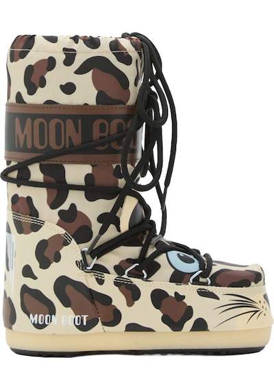 V010 Leopard Bot Kız Çocuk 80d3400300 Moon Boot Icon Junior Animal Boots Çok Renkli
