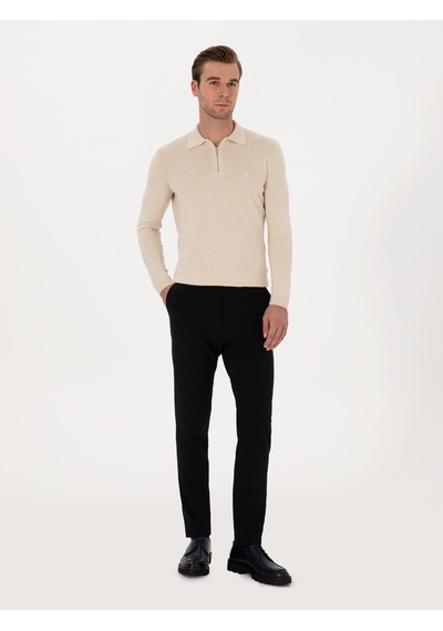 Cacharel Lacivert Slim Fit Basic Kanvas Pantolon