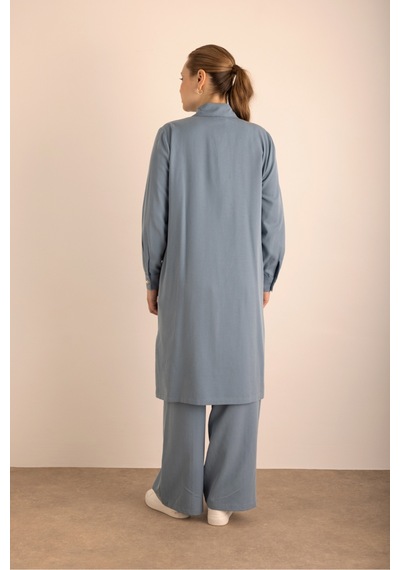 Aker İndigo Beli Bağcıklı Cotton Tunik İndigo İndigo