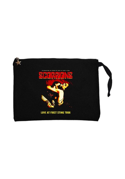 Scorpions Love At First Sting Siyah Clutch Astarlı Cüzdan / El Çantası