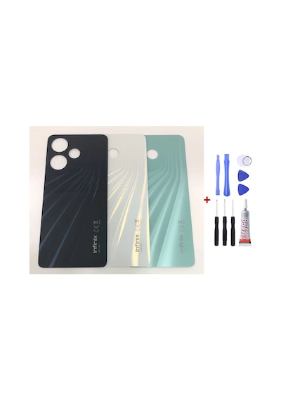 İnfinix Hot 30 Siyah Arka Cam Kapak Pil Kapağı Tamir Set B7000 Set Siyah