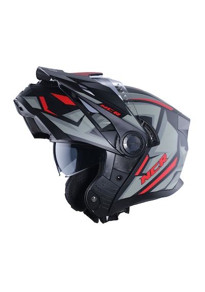 Ncr X-Cross Kırmızı Grafik Ece-22.06 Çene Açılır Kask Kırmızı Gri