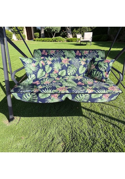 2 Kişilik Salıncak Minderi Lüks Kılıf Seti 2 Kırlentli Minderli Yaprak Desenli 130x45 Lacivert - Yeşil 2 Kişilik Salıncak Minderi Lüks Kılıf Seti 2 Kırlentli Minderli Yaprak Desenli 130x45 Lacivert - Yeşil