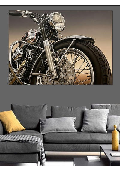 Klasik Harley Davidson Motor Dekoratif Kanvas - Mdf Ahşap Tablo