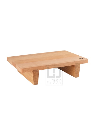 Masif Kayın Yüksek Ayaklı Servis Ve Doğrama Tahtası 33x22.5x8 Cm Ergonomik, Gıdayla Temasa Uygun Ahşap