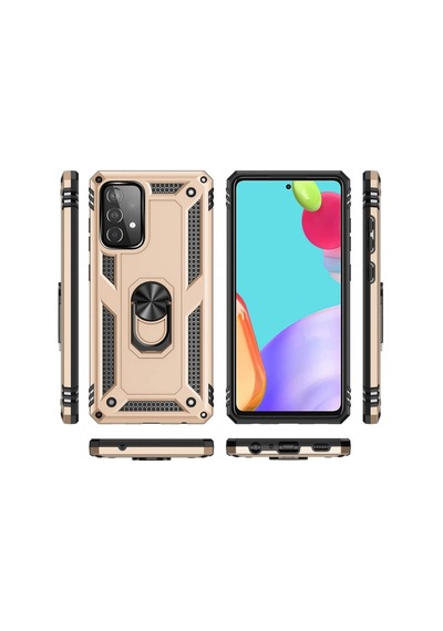 Samsung Uyumlu Galaxy A52 Kılıf Sofya Yüzüklü Silikon Kapak Altın