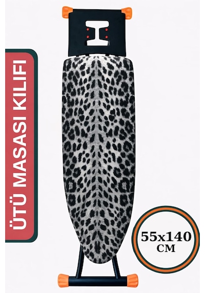 Asev Home Ütü Masası Kılıfı Keçeli İpli Stoperli Büyük Boy 55x140 Cm Gray Leopar Diğer