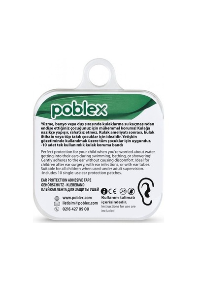 Poblex Su Geçirmez Yapışkan Kulak Bandı + Kulak Tıkacı