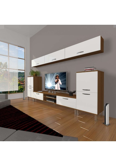 Decoraktiv Eko 9 Slm Dvd Krom Ayaklı Tv Ünitesi Tv Sehpası - Ceviz Beyaz Ahşap - Beyaz Decoraktiv Eko 9 Slm Dvd Krom Ayaklı Tv Ünitesi Tv Sehpası - Ceviz Beyaz Ahşap - Beyaz
