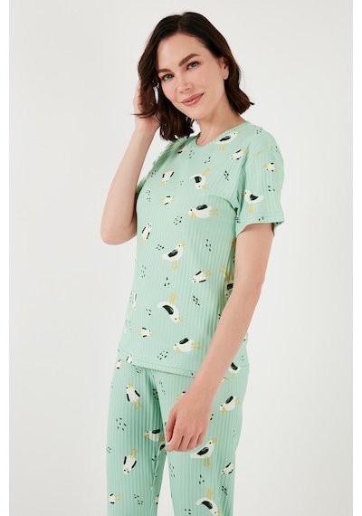 Lela Regular Fit Kısa Kollu Bayan Pijama Takımı 65740104 Mint