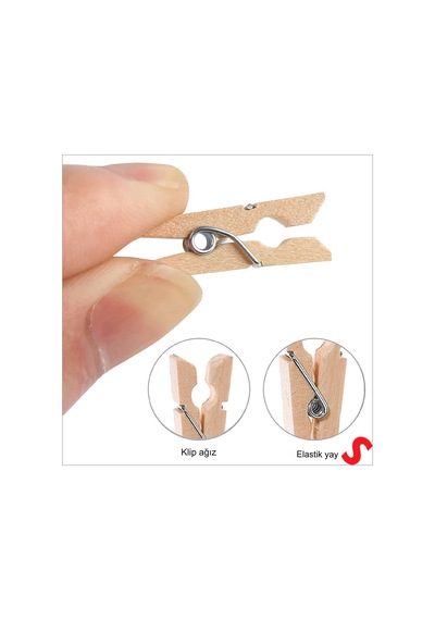 Dekoratif Ahşap Süs Mandalı, 3 Cm X 25 Adet - Natürel 1+