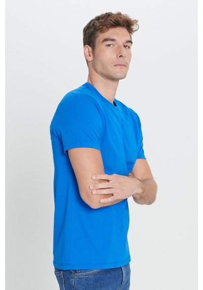 Ac&Co / Altınyıldız Classics Slim Fit Bisiklet Yaka Kısa Kol Pamuklu Erkek Tişört Saks