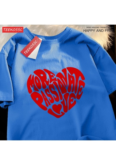 Startmore Y2k Vintage Tişört Tee Daha Tutkulu Aşk Baskı Mavi