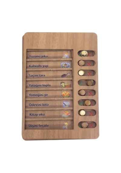 Ahşap Çocuk Günlük Rutin Checklist Kontrol Listesi Yapılacaklar Listesi