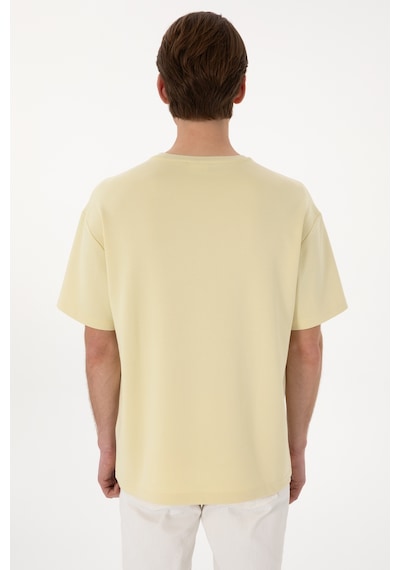 U.S. Polo Assn. Erkek Comfort Fit Bisiklet Yaka Açık Haki Tişört Tişört 50307322-VR183