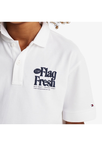 Tommy Hilfiger Tommy Jeans Flag Fresh Çocuk Beyaz Polo Kb0kb09595 Beyaz