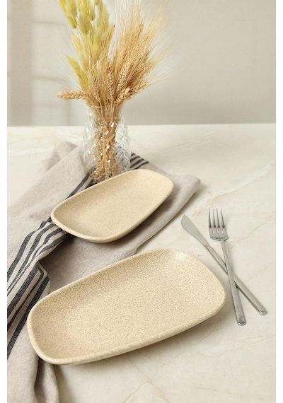 Mat Krem Tetra Kayık Tabak 21 Cm 2 Adet 039 Çok Renkli